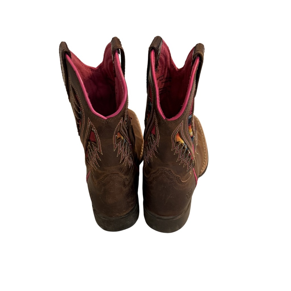 Ariat Girls Western Cowgirl Boots Size 9 Brown Pink Embroidered Leather - Picture 3 of 6